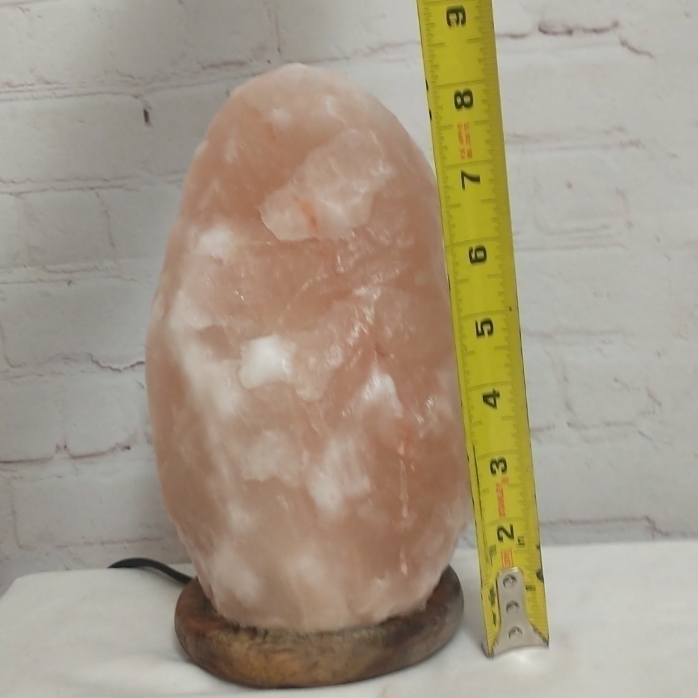 Natural Pink HIMALAYAN salt Lamp on Wood Base 2 Setting Low / High Switch 8.5" - Picture 10 of 11
